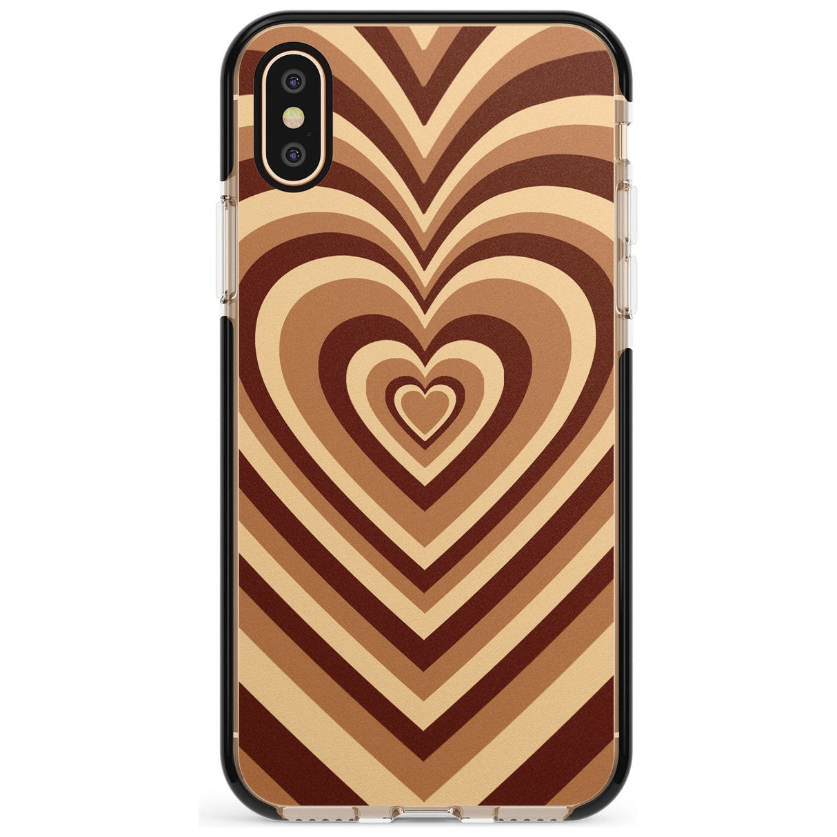 Latte Heart Illusion Black Impact Phone Case for iPhone X XS Max XR