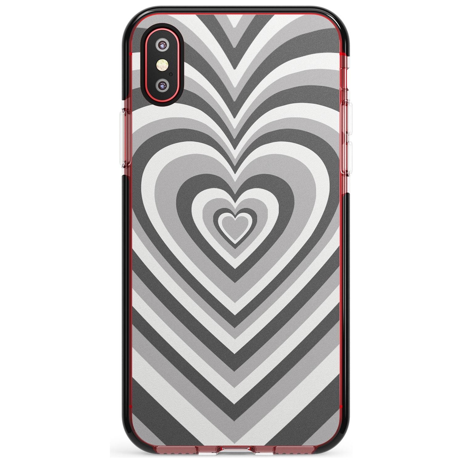 Monochrome Heart Illusion Black Impact Phone Case for iPhone X XS Max XR
