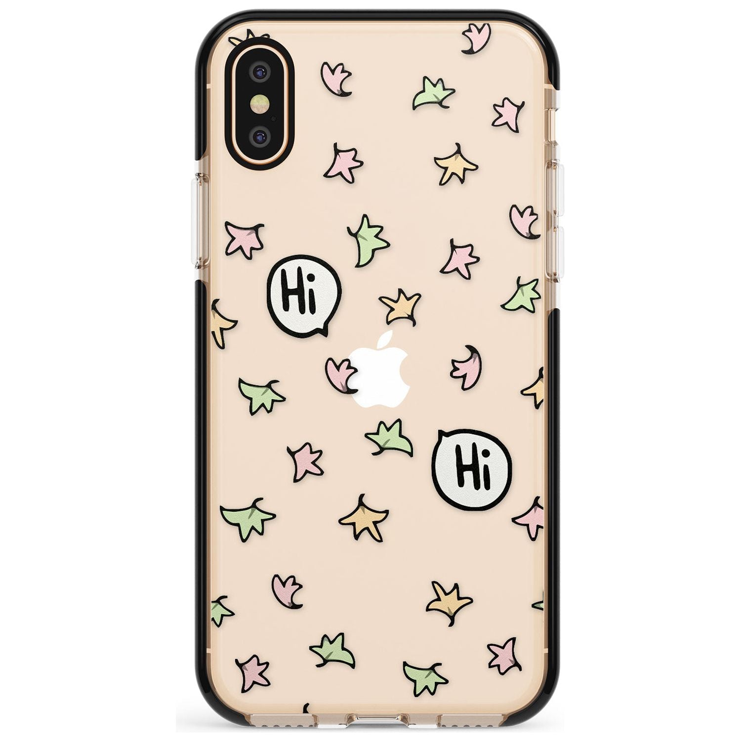 Heartstopper Leaves Pattern Black Impact Phone Case for iPhone X XS Max XR