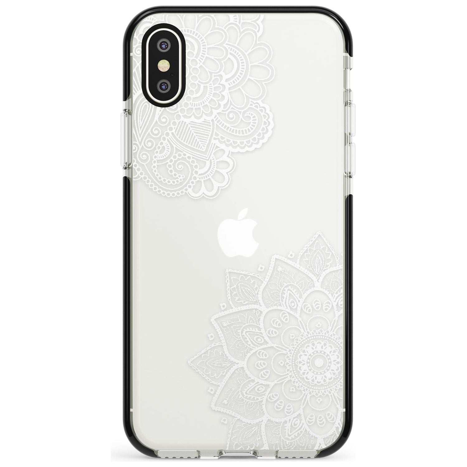 White Henna Florals Black Impact Phone Case for iPhone X XS Max XR