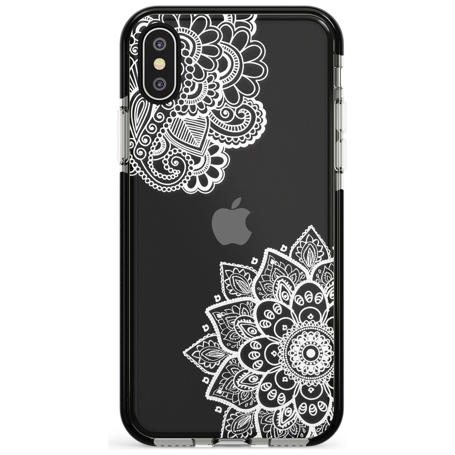 White Henna Florals Black Impact Phone Case for iPhone X XS Max XR