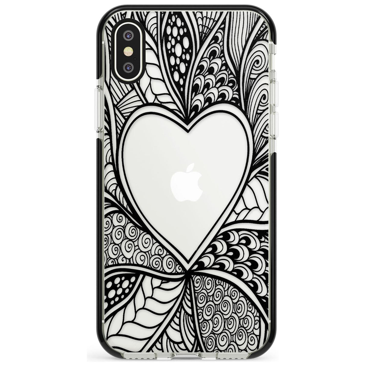 Black Henna Heart Black Impact Phone Case for iPhone X XS Max XR