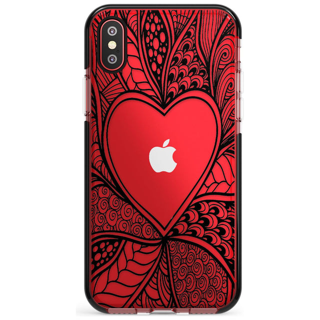Black Henna Heart Black Impact Phone Case for iPhone X XS Max XR