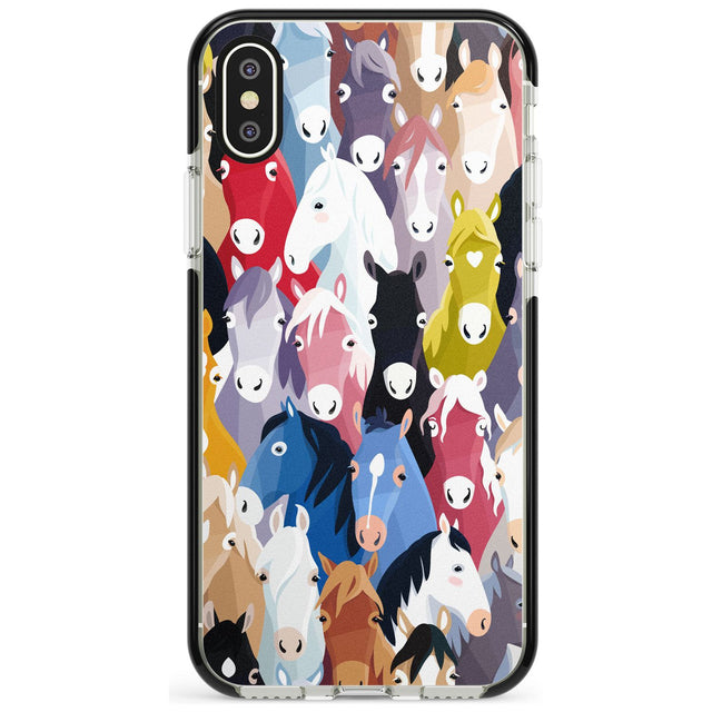 Colourful Horse Pattern Black Impact Phone Case for iPhone X XS Max XR