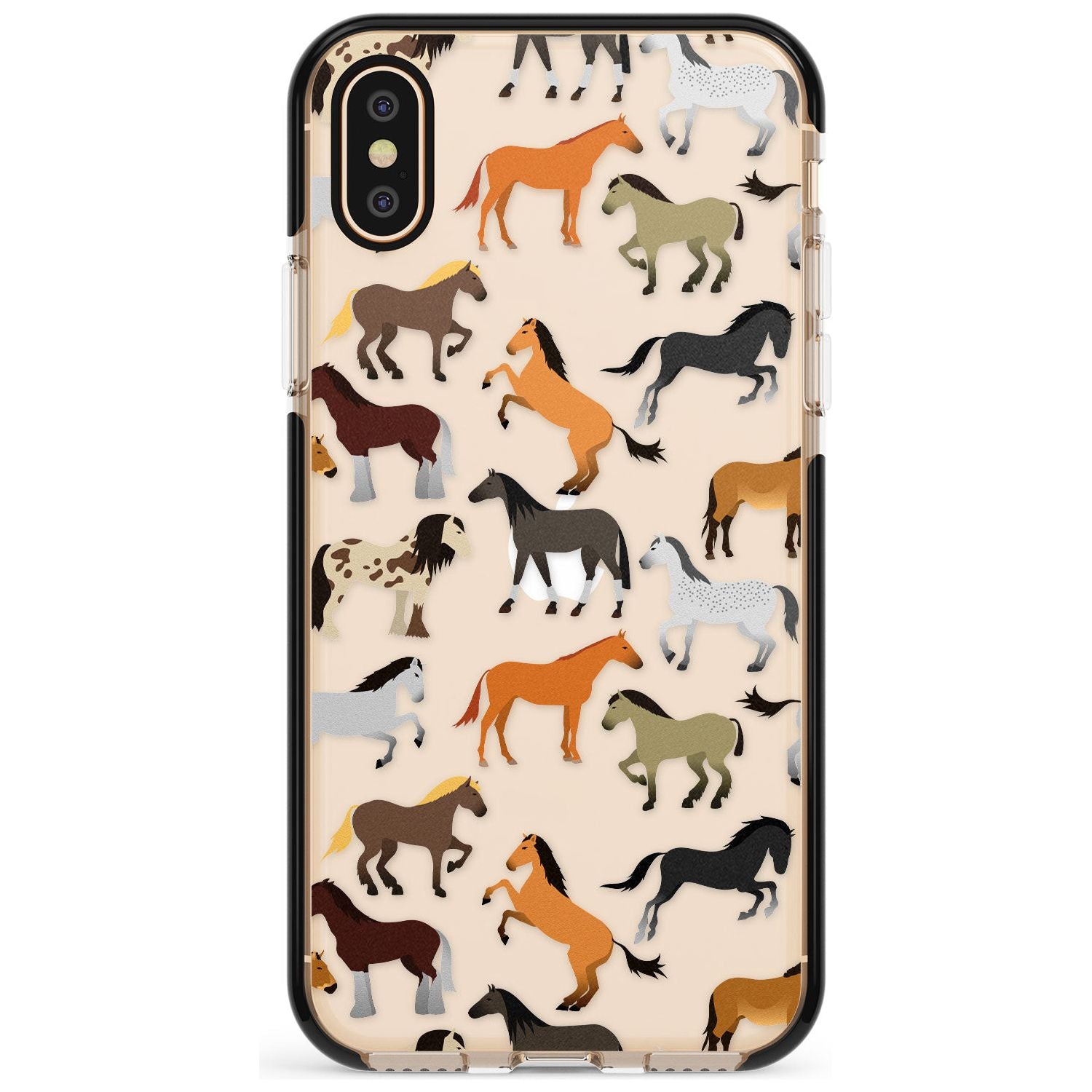 Horse Pattern Black Impact Phone Case for iPhone X XS Max XR