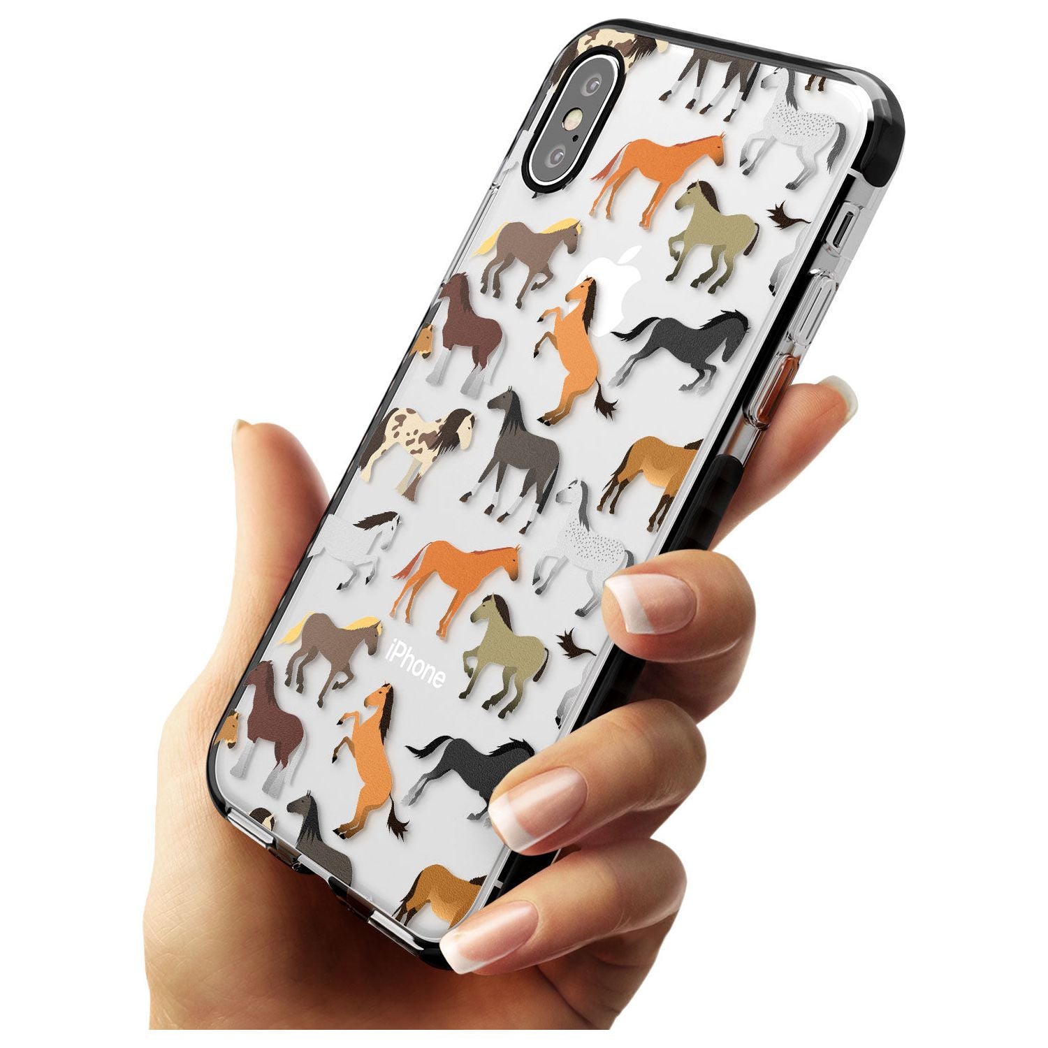 Horse Pattern Black Impact Phone Case for iPhone X XS Max XR