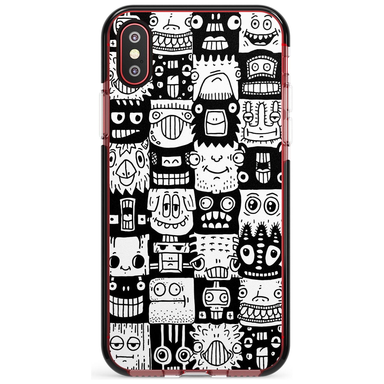 Checkerboard Heads Black Impact Phone Case for iPhone X XS Max XR