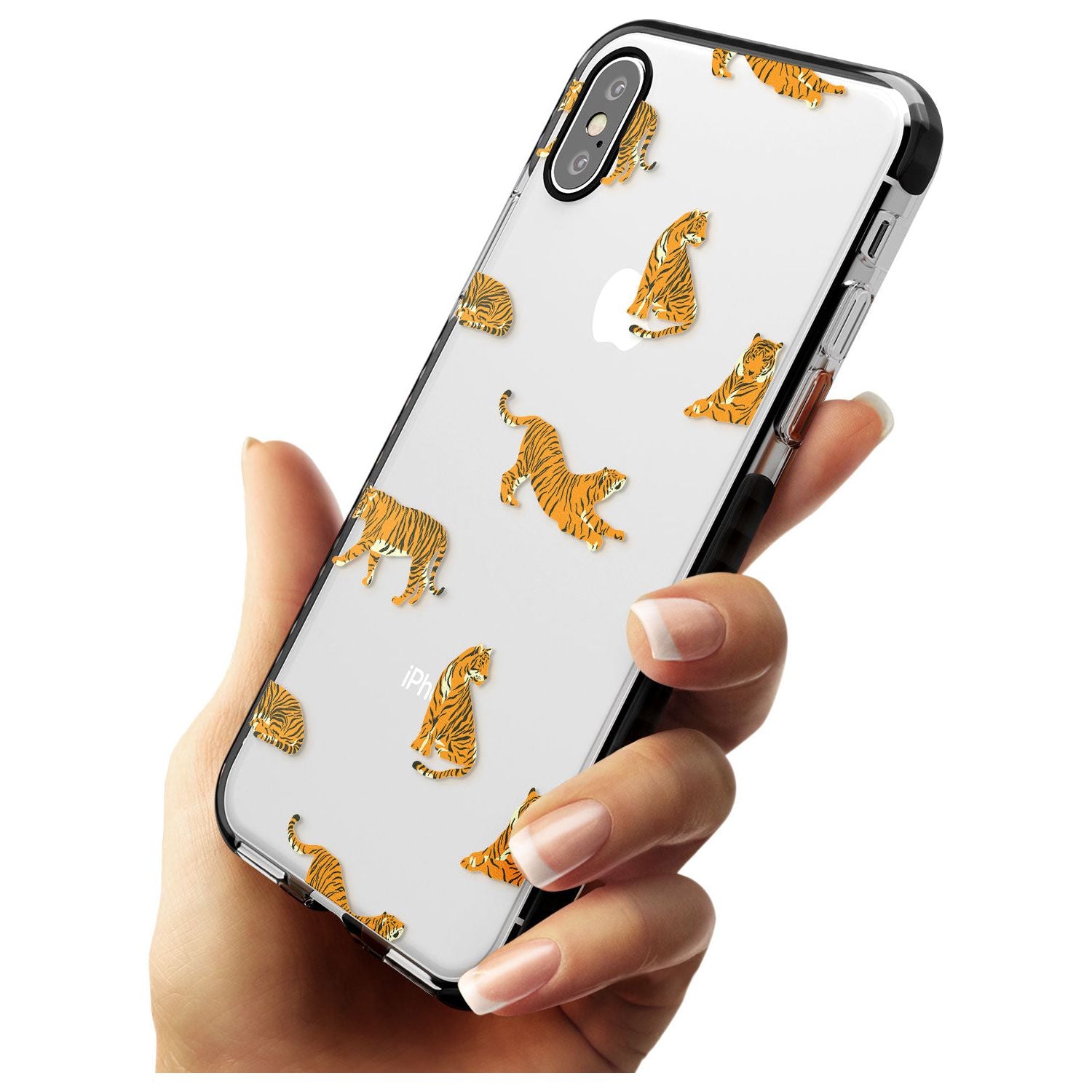 Clear Tiger Jungle Cat Pattern Black Impact Phone Case for iPhone X XS Max XR