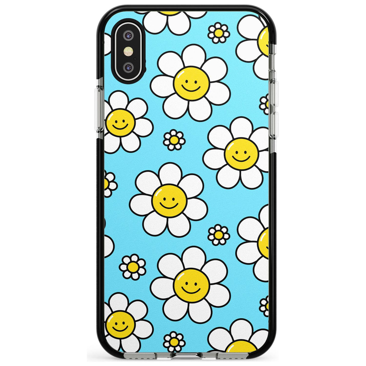 Daisy Faces Kawaii Pattern Black Impact Phone Case for iPhone X XS Max XR