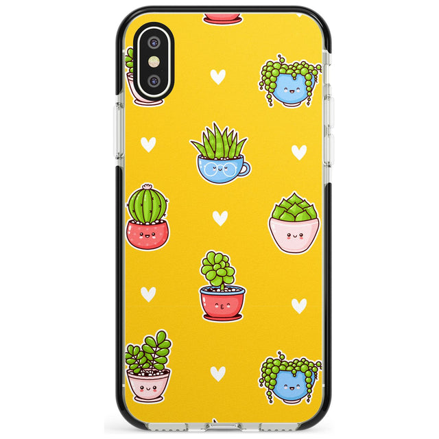 Plant Faces Kawaii Pattern Black Impact Phone Case for iPhone X XS Max XR