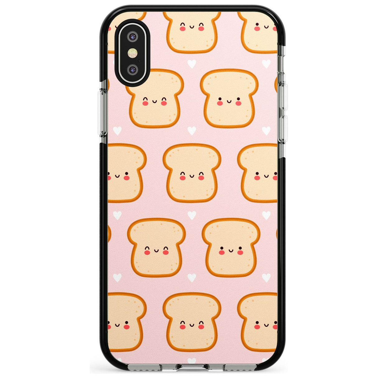 Bread Faces Kawaii Pattern Black Impact Phone Case for iPhone X XS Max XR