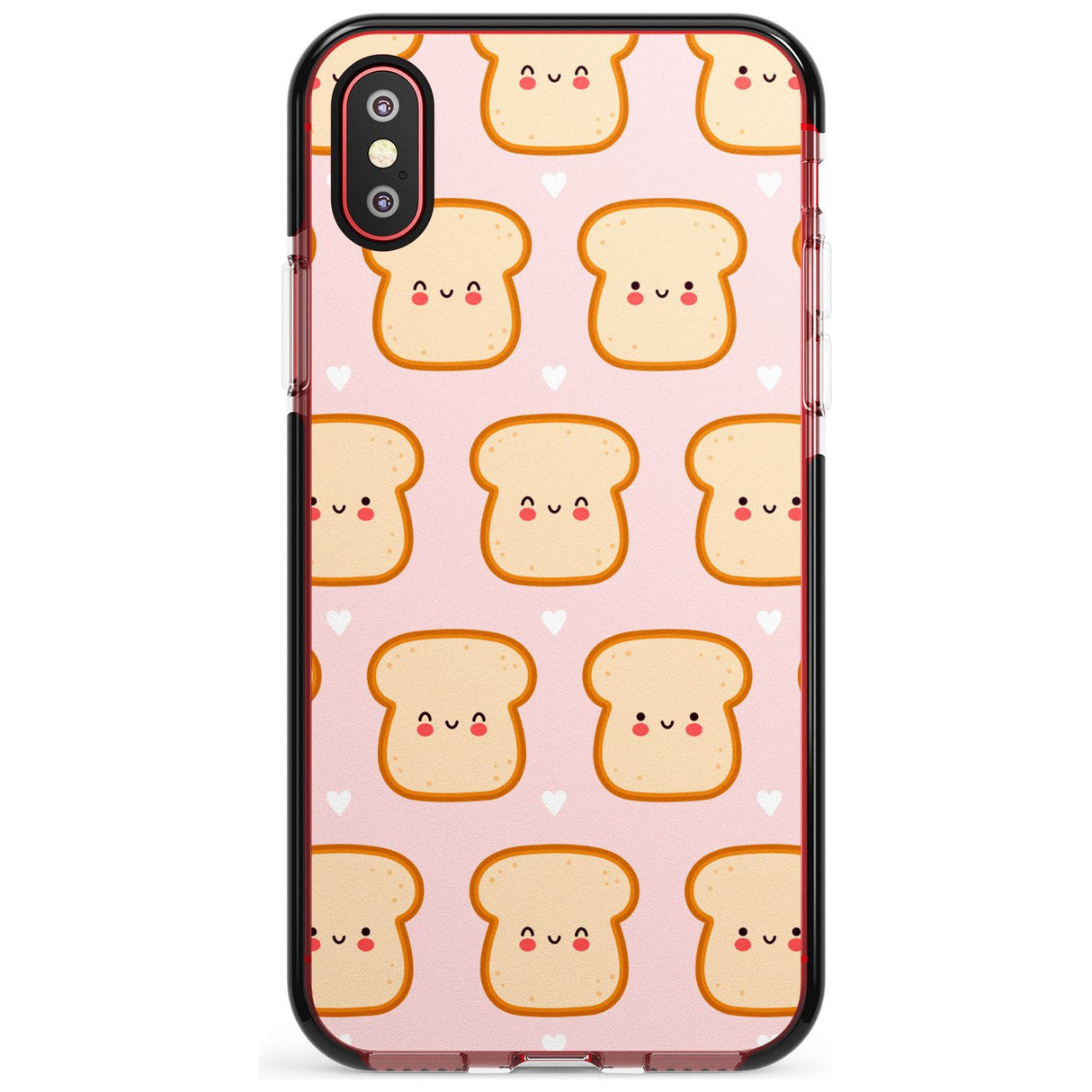 Bread Faces Kawaii Pattern Black Impact Phone Case for iPhone X XS Max XR