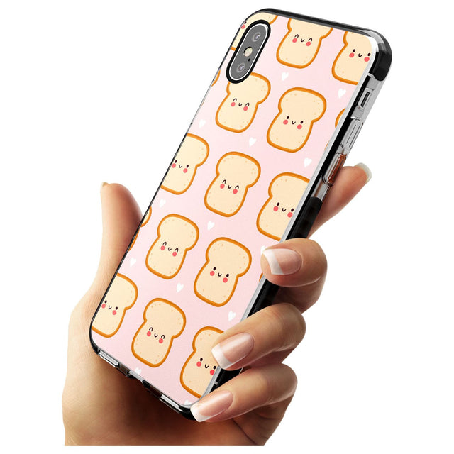 Bread Faces Kawaii Pattern Black Impact Phone Case for iPhone X XS Max XR