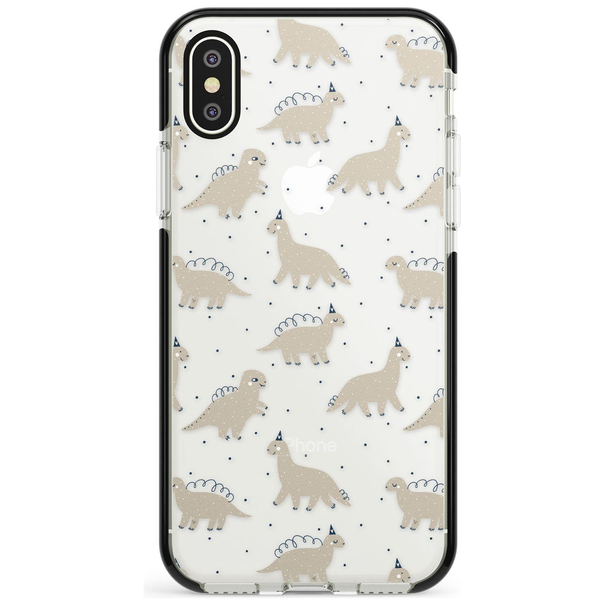 Adorable Dinosaurs Pattern (Clear) Black Impact Phone Case for iPhone X XS Max XR