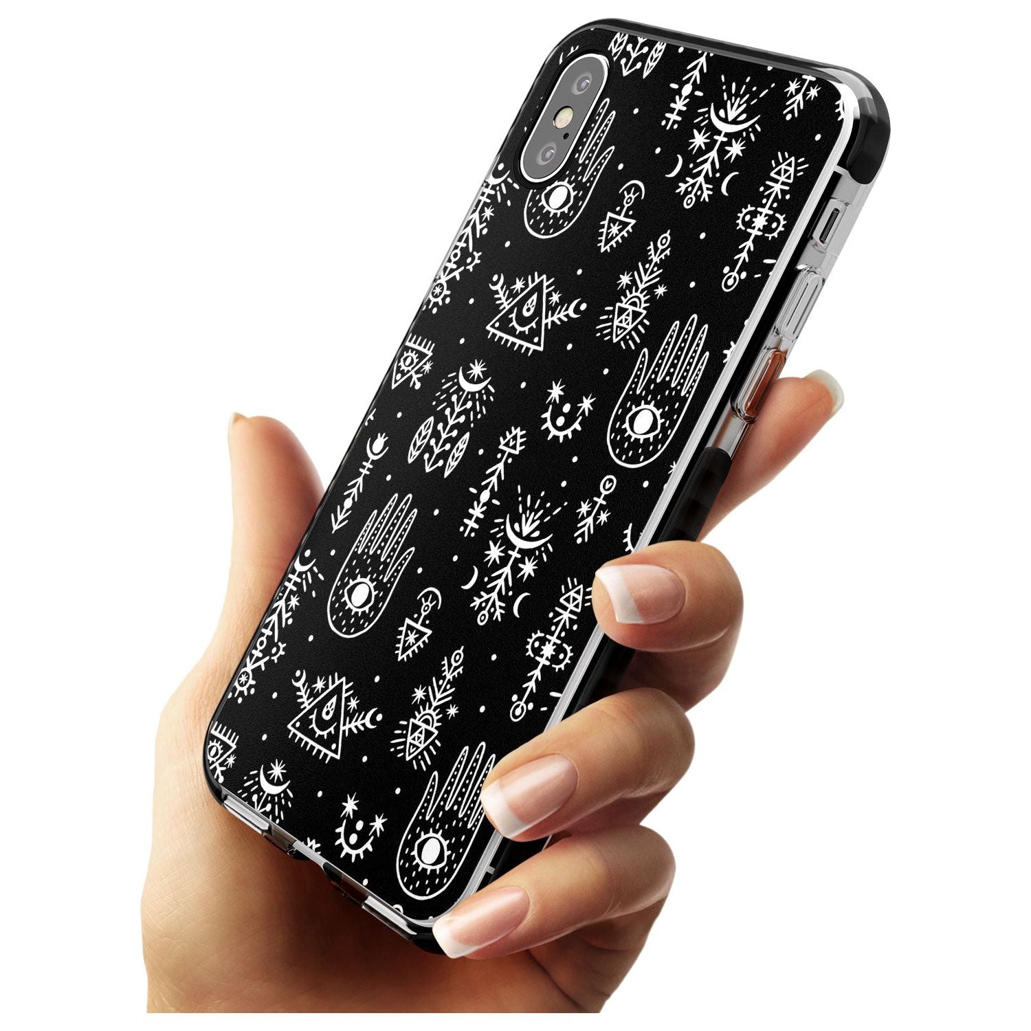 Tribal Palms - White on Black Black Impact Phone Case for iPhone X XS Max XR