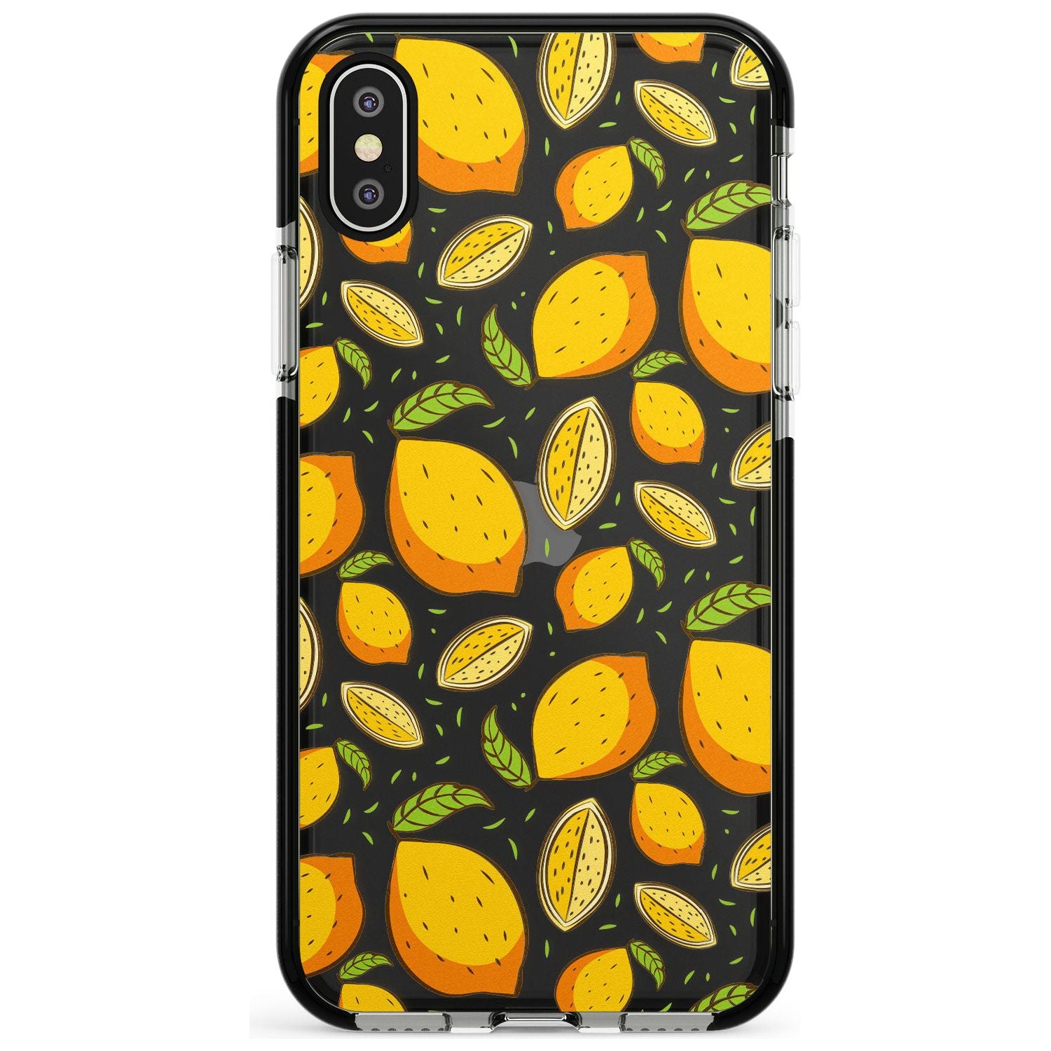 Lemon Pattern Black Impact Phone Case for iPhone X XS Max XR