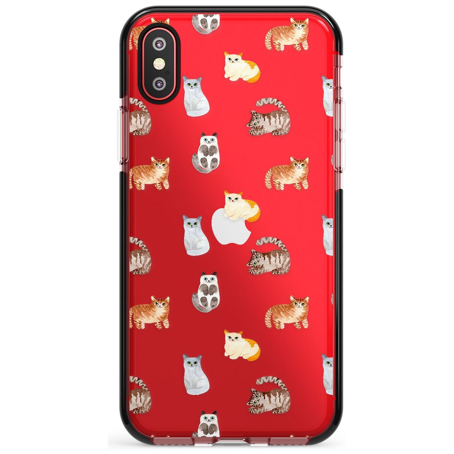 Cute Cat Pattern - Clear Pink Fade Impact Phone Case for iPhone X XS Max XR