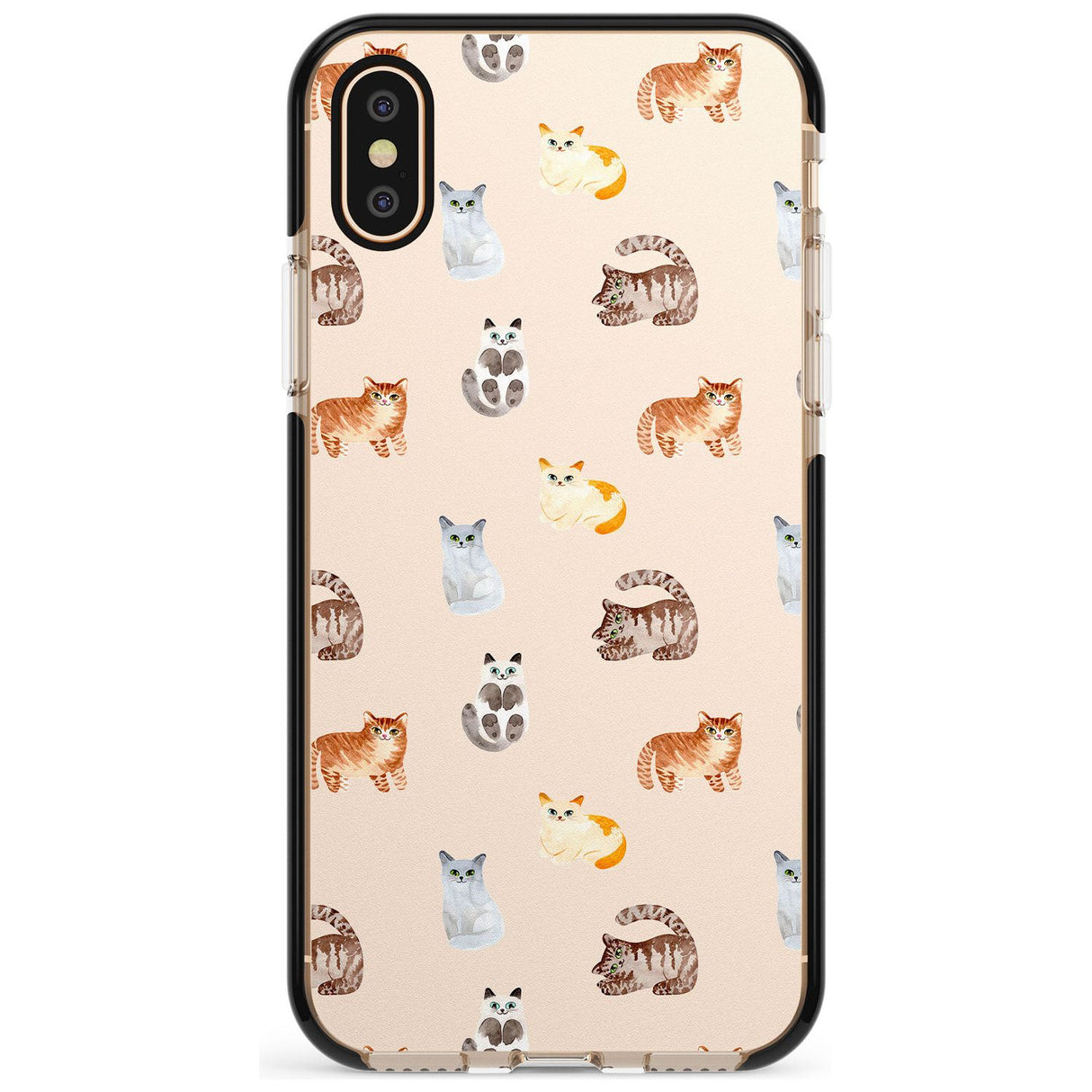 Cute Cat Pattern Pink Fade Impact Phone Case for iPhone X XS Max XR