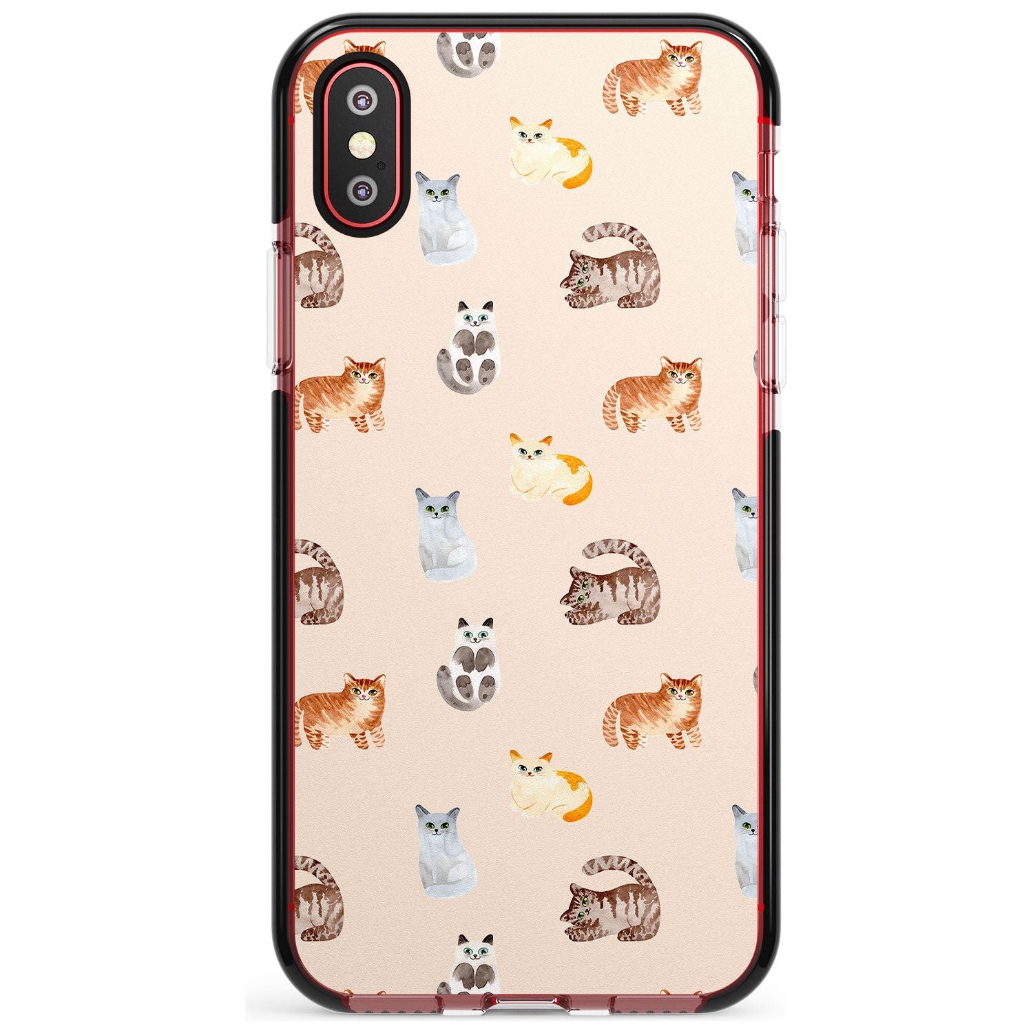 Cute Cat Pattern Pink Fade Impact Phone Case for iPhone X XS Max XR