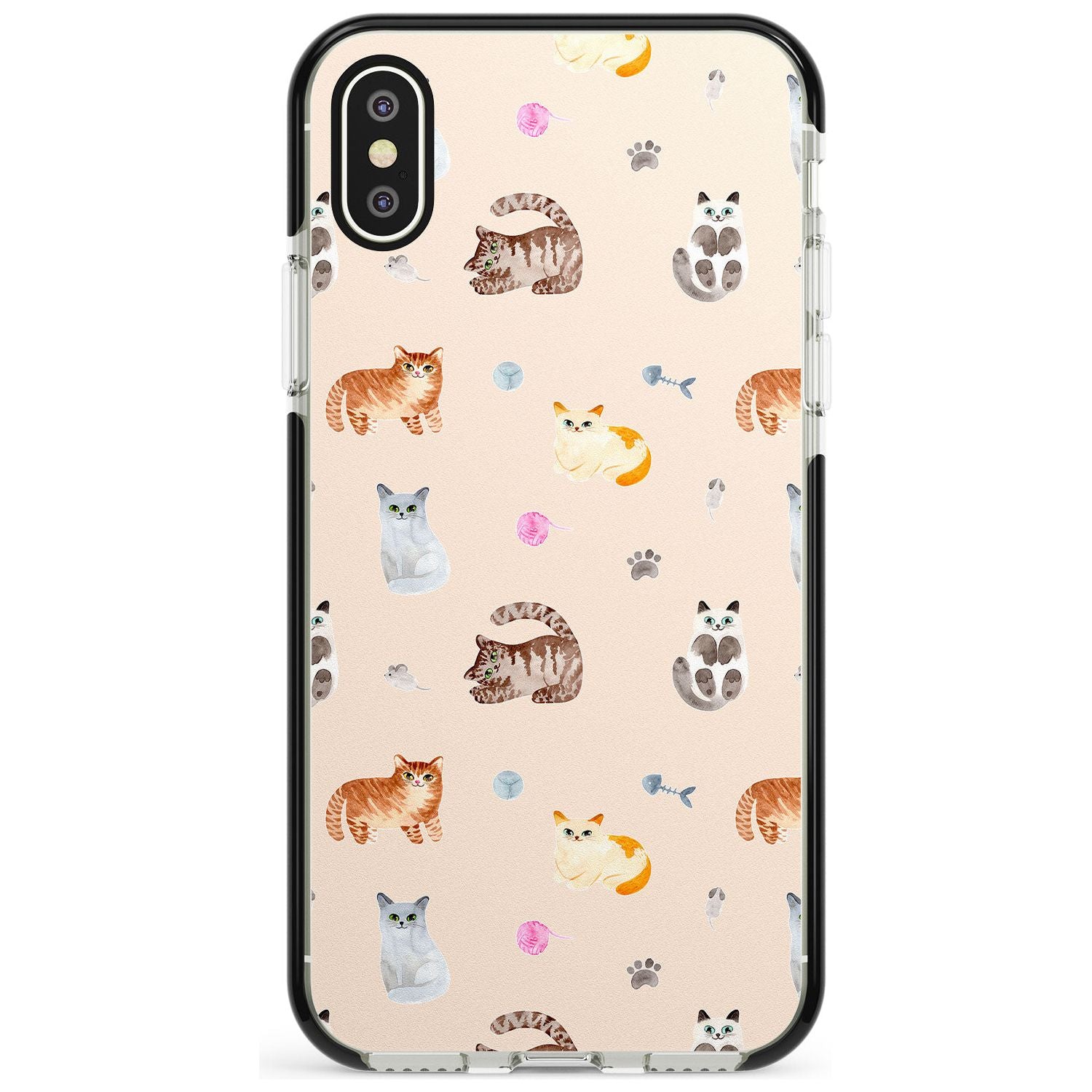 Cats with Toys Pink Fade Impact Phone Case for iPhone X XS Max XR