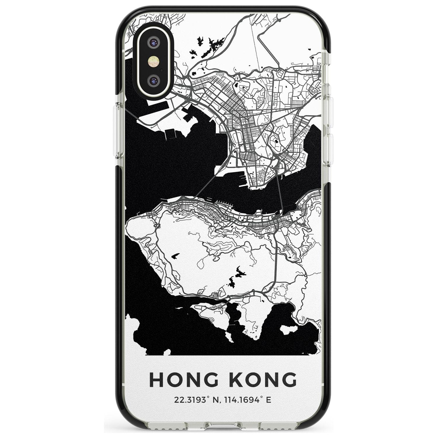 Map of Hong Kong Black Impact Phone Case for iPhone X XS Max XR