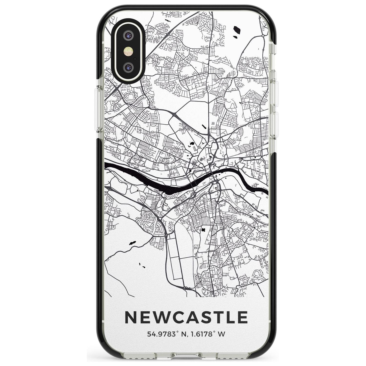 Map of Newcastle, England Black Impact Phone Case for iPhone X XS Max XR