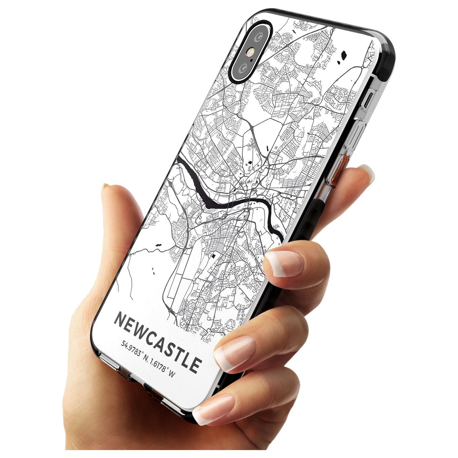 Map of Newcastle, England Black Impact Phone Case for iPhone X XS Max XR