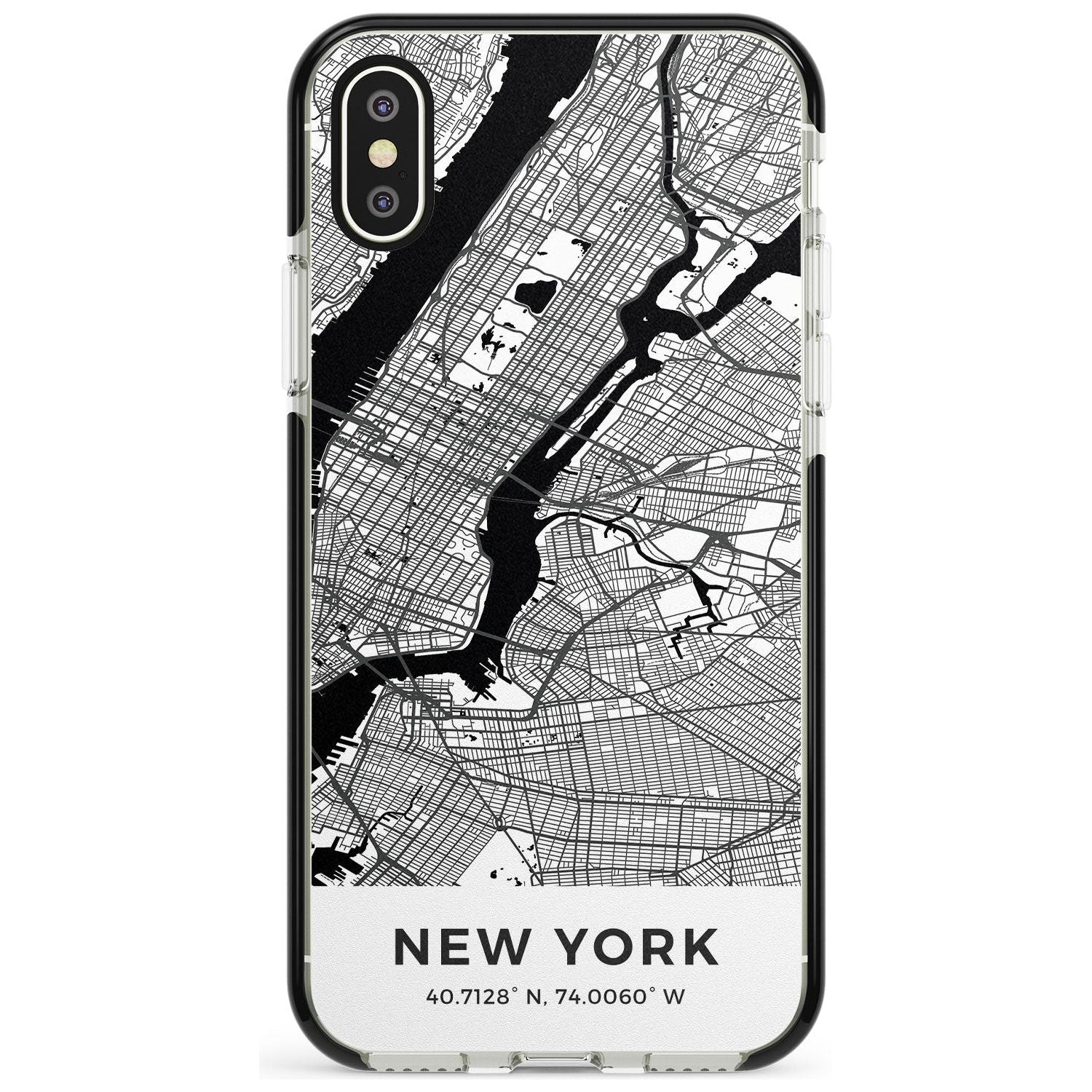 Map of New York, New York Black Impact Phone Case for iPhone X XS Max XR