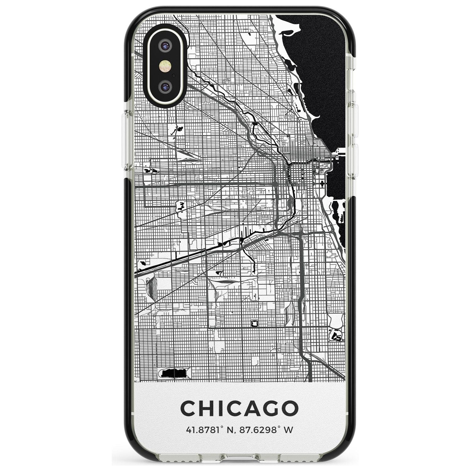 Map of Chicago, Illinois Black Impact Phone Case for iPhone X XS Max XR