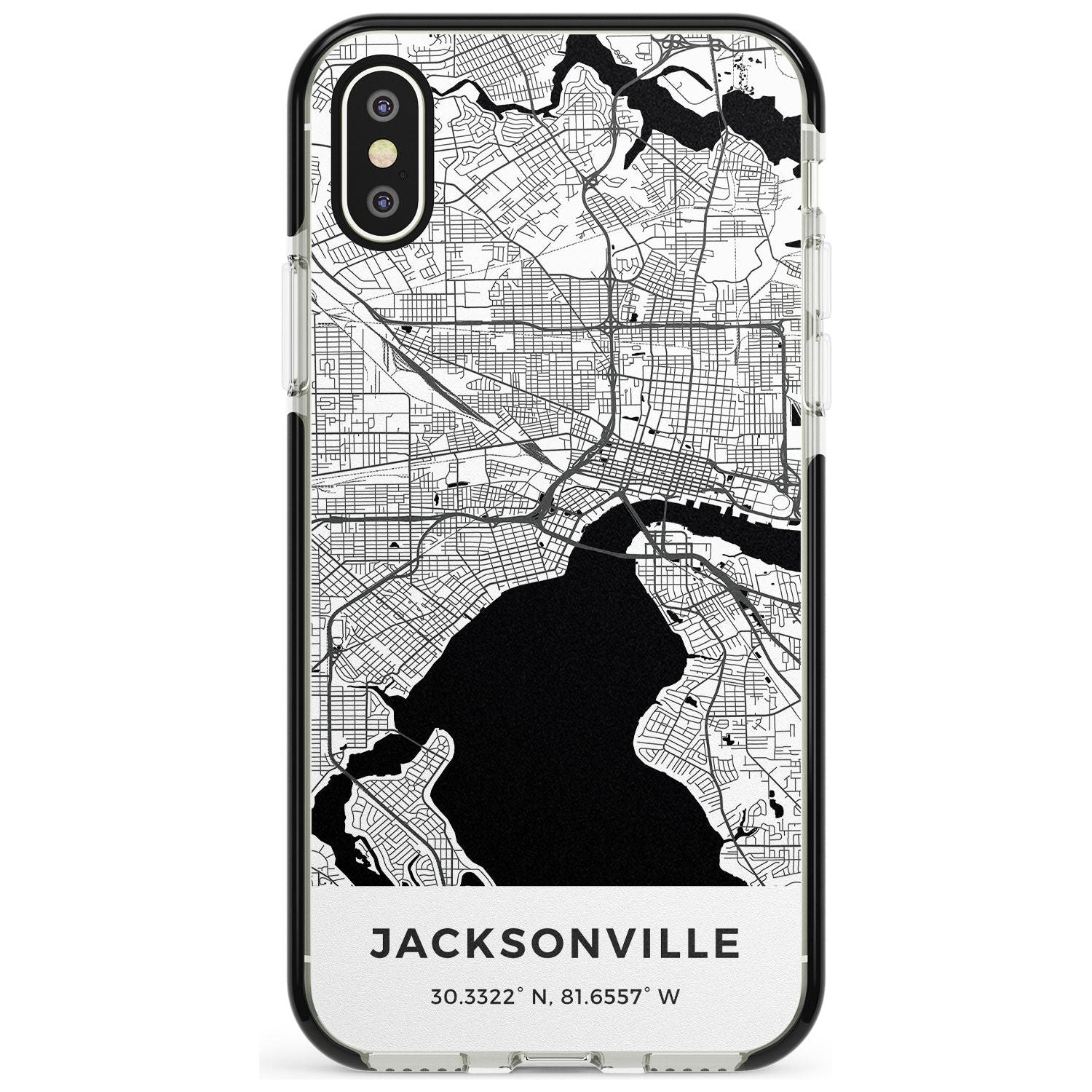 Map of Jacksonville, Florida Black Impact Phone Case for iPhone X XS Max XR