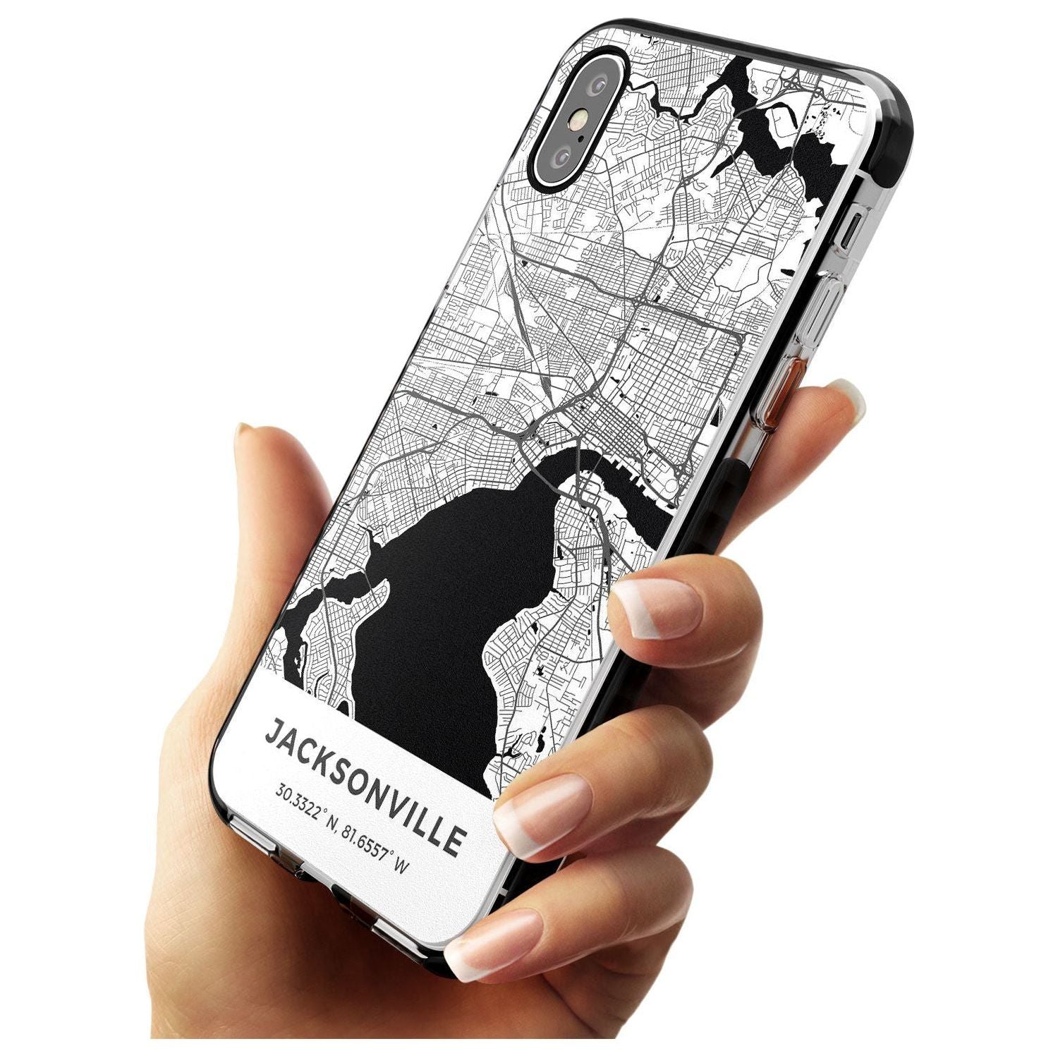 Map of Jacksonville, Florida Black Impact Phone Case for iPhone X XS Max XR
