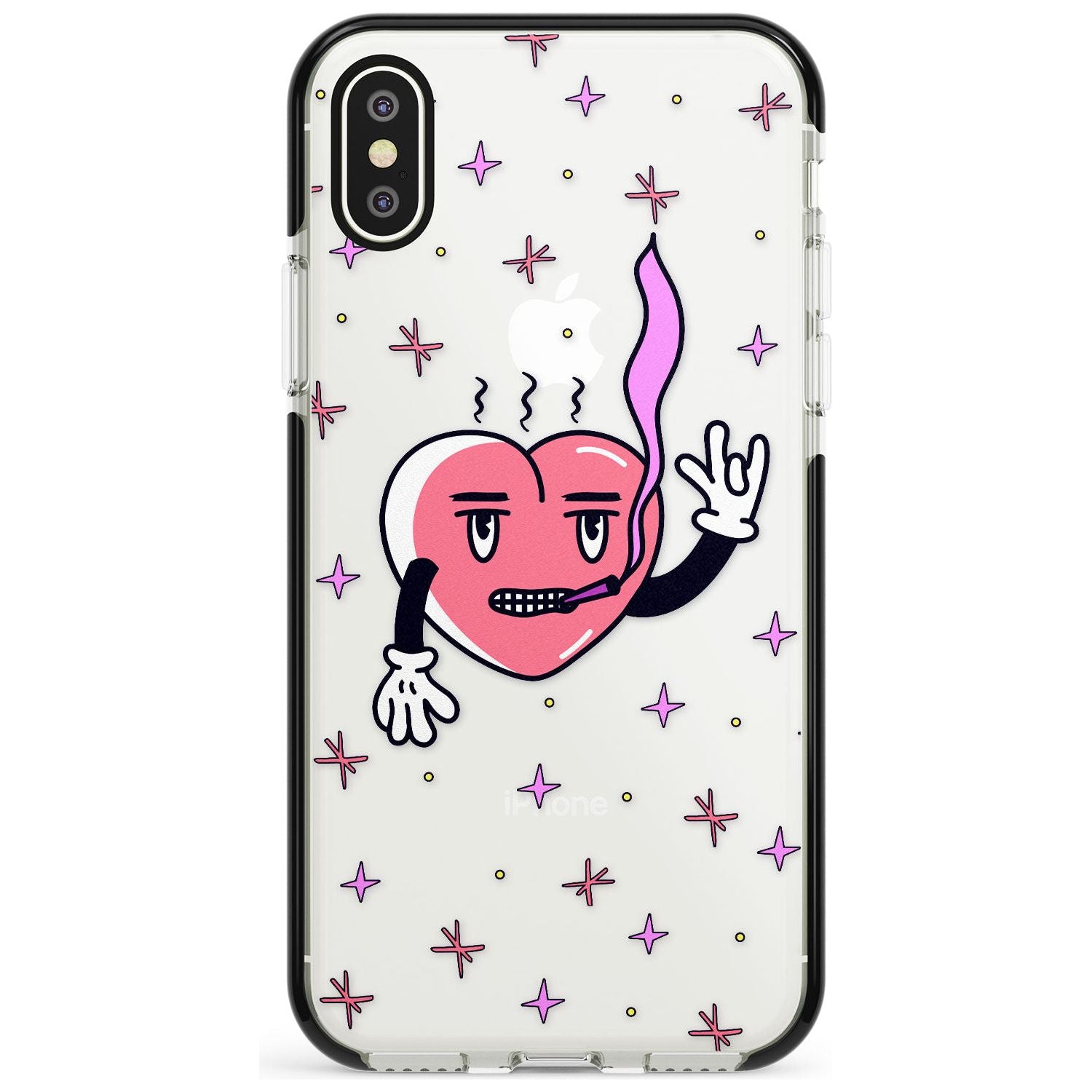 Rock n Roll Heart (Clear) Black Impact Phone Case for iPhone X XS Max XR