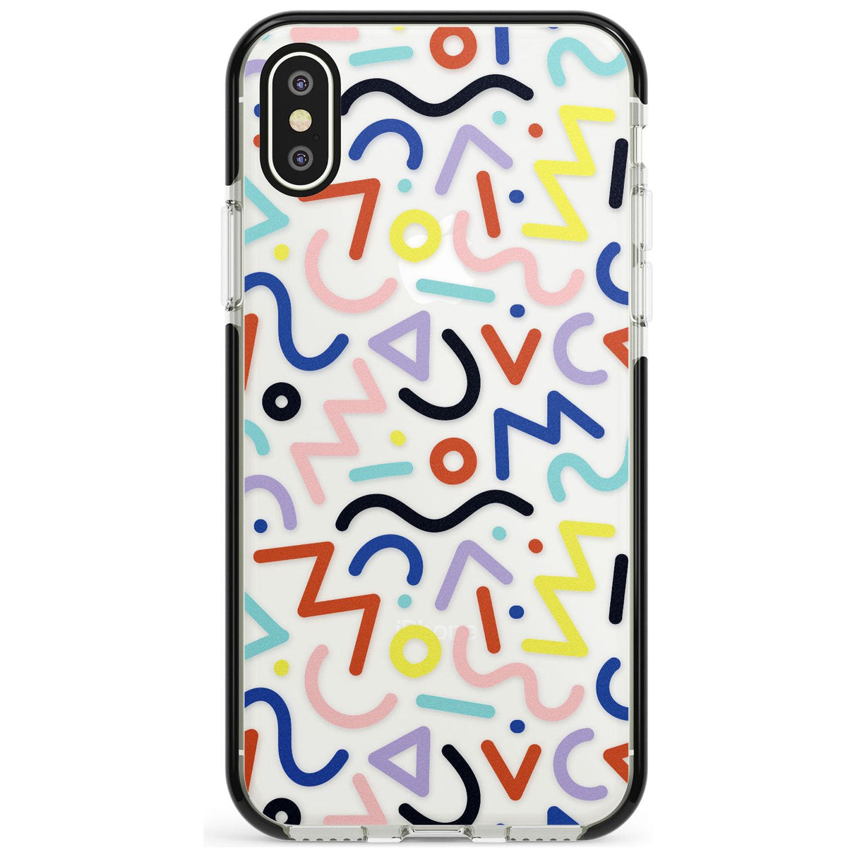 Colourful Squiggles Memphis Retro Pattern Design Black Impact Phone Case for iPhone X XS Max XR