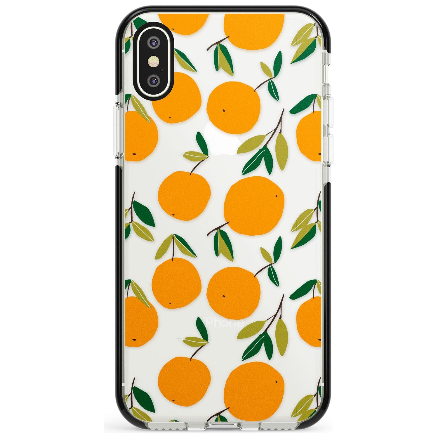 Oranges Pattern Black Impact Phone Case for iPhone X XS Max XR