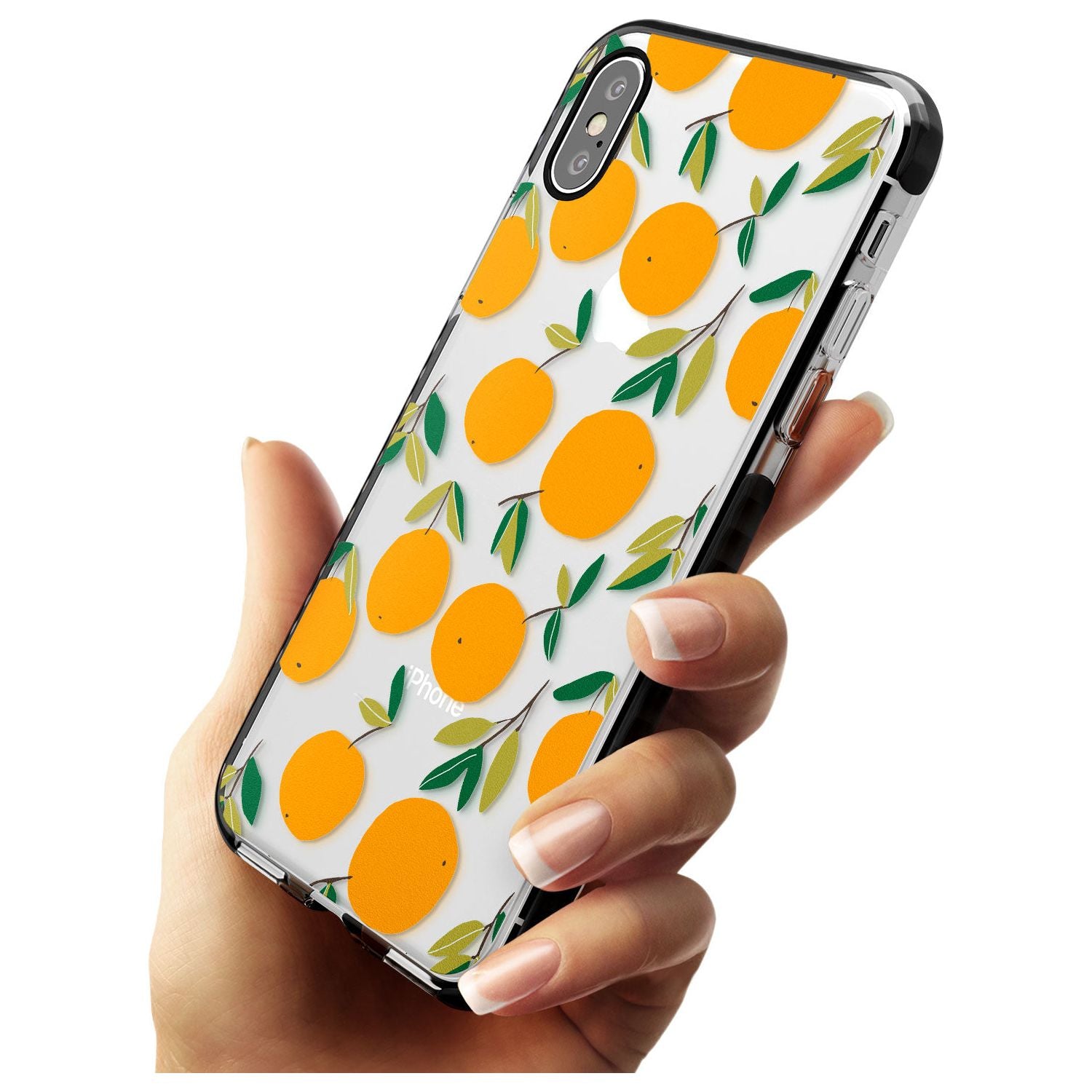 Oranges Pattern Black Impact Phone Case for iPhone X XS Max XR