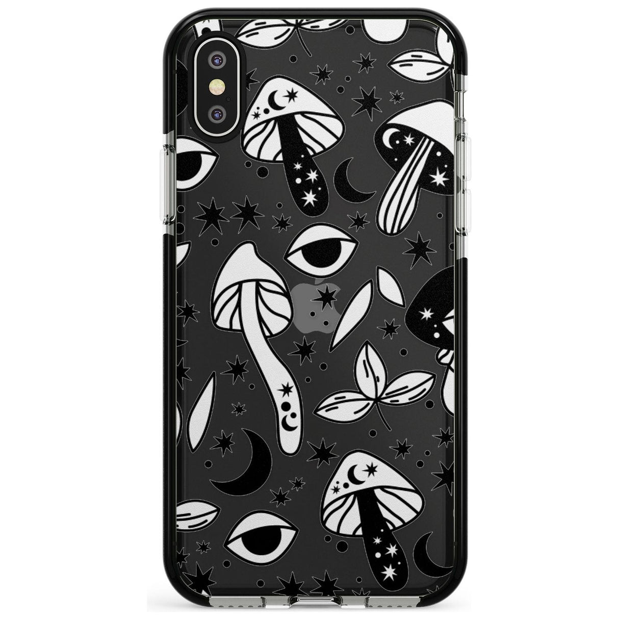 Psychedelic Mushrooms Pattern Black Impact Phone Case for iPhone X XS Max XR