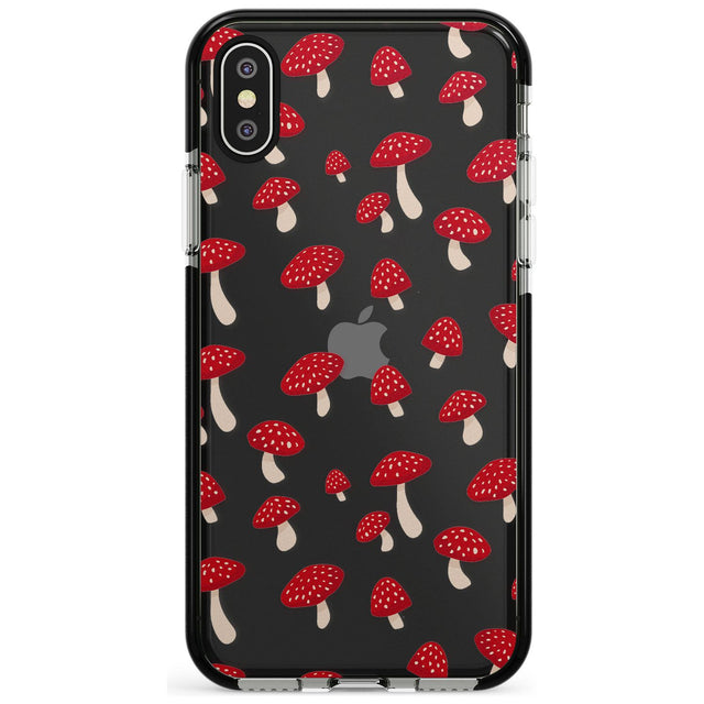 Magical Mushrooms Pattern Black Impact Phone Case for iPhone X XS Max XR