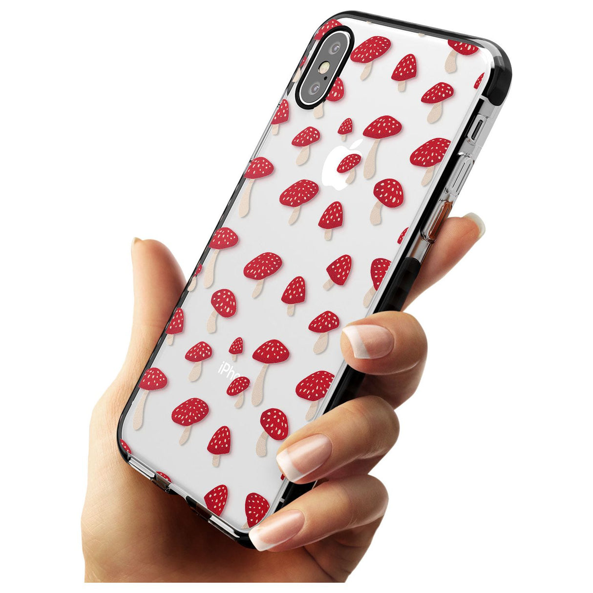 Magical Mushrooms Pattern Black Impact Phone Case for iPhone X XS Max XR