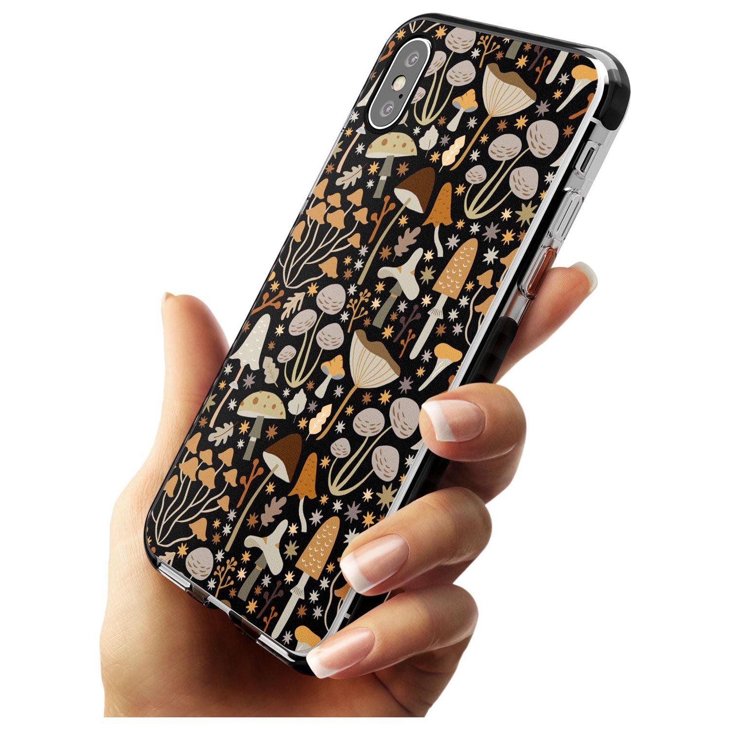Sentimental Mushrooms Pattern Black Impact Phone Case for iPhone X XS Max XR