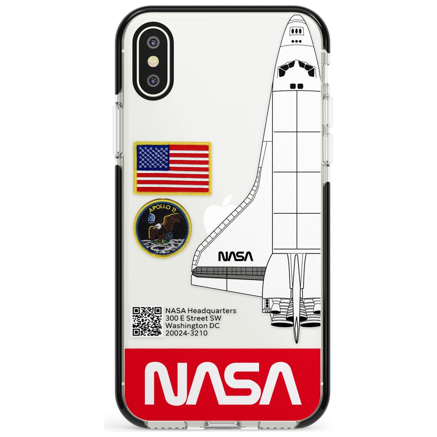 NASA Apollo 11 Black Impact Phone Case for iPhone X XS Max XR