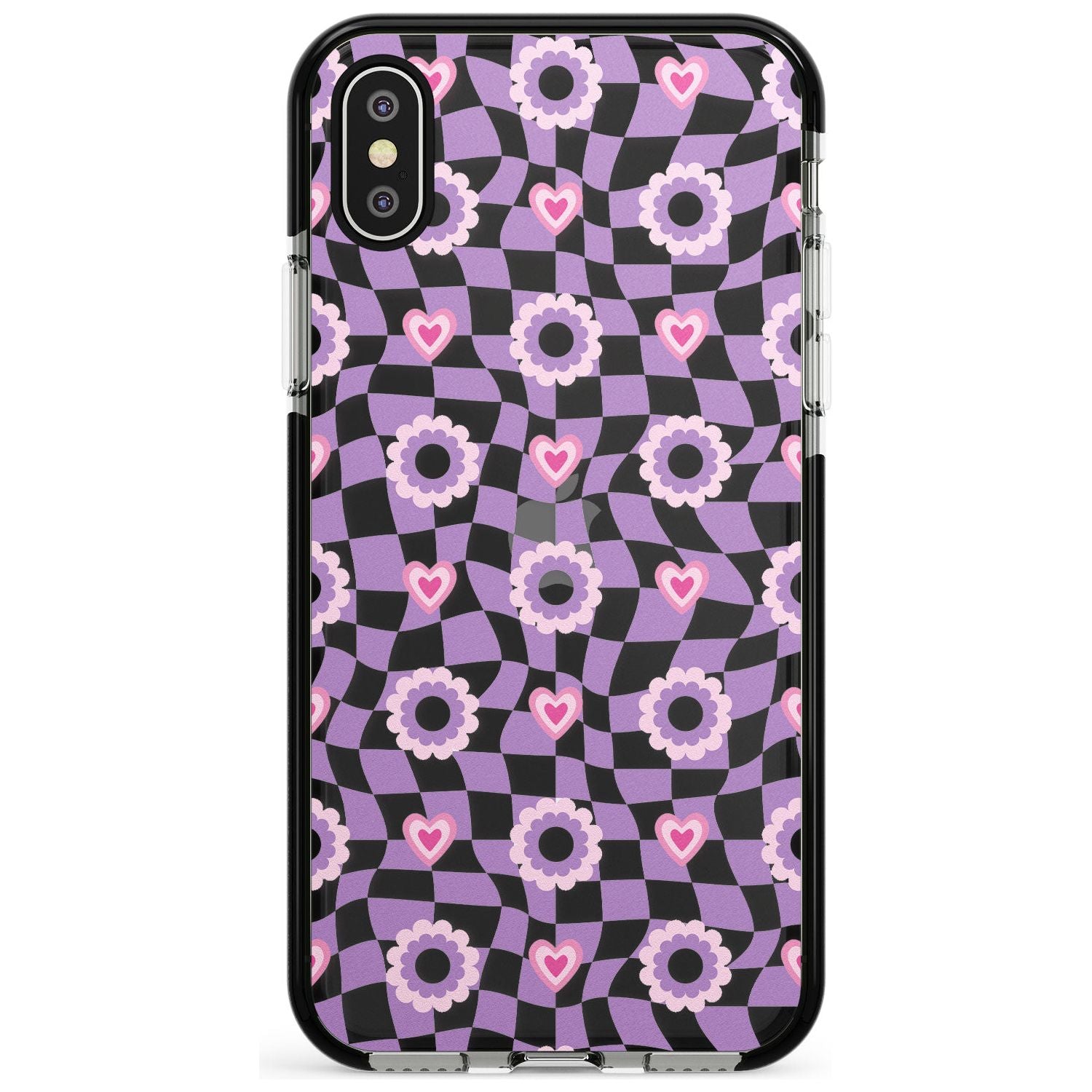 Checkered Love Pattern Black Impact Phone Case for iPhone X XS Max XR