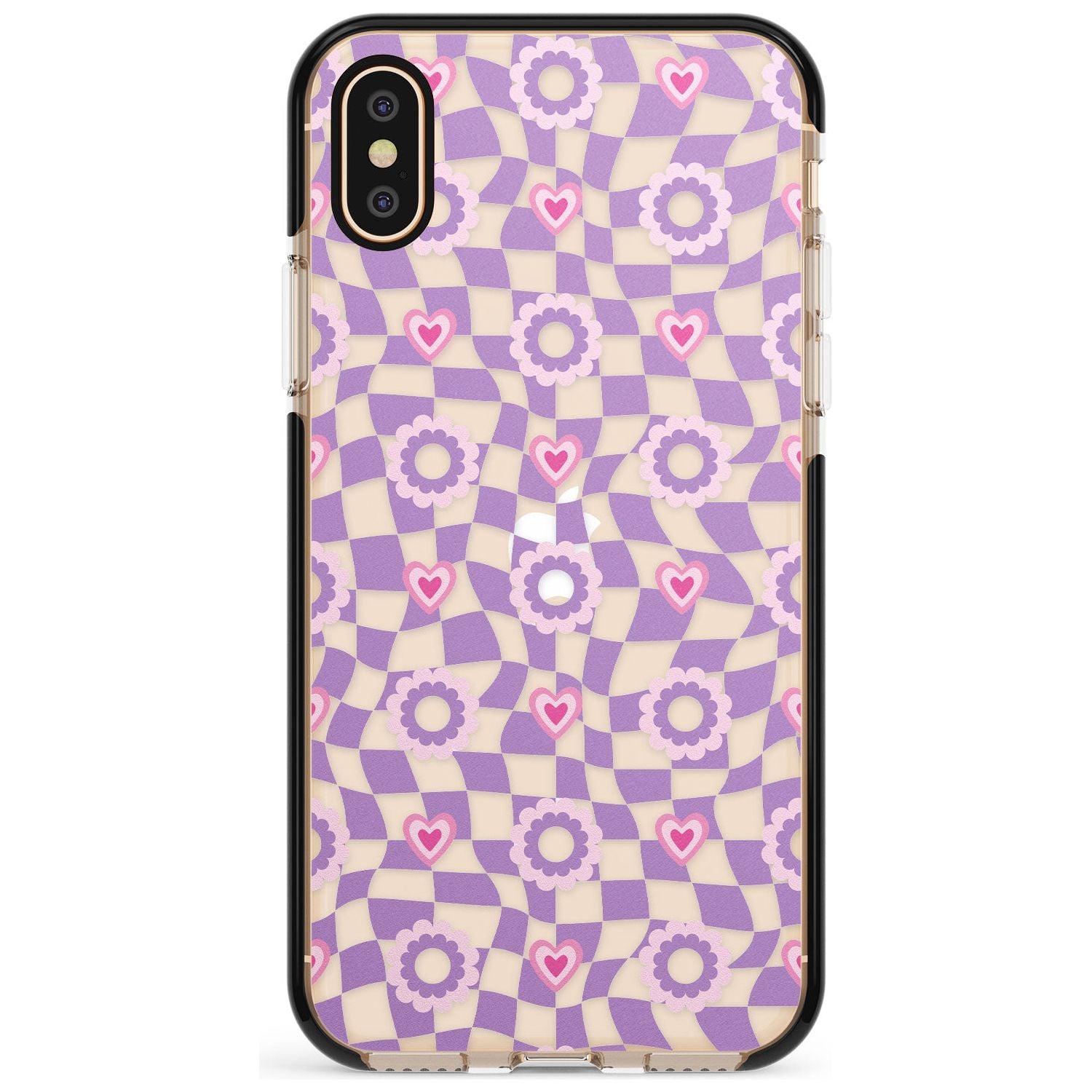 Checkered Love Pattern Black Impact Phone Case for iPhone X XS Max XR