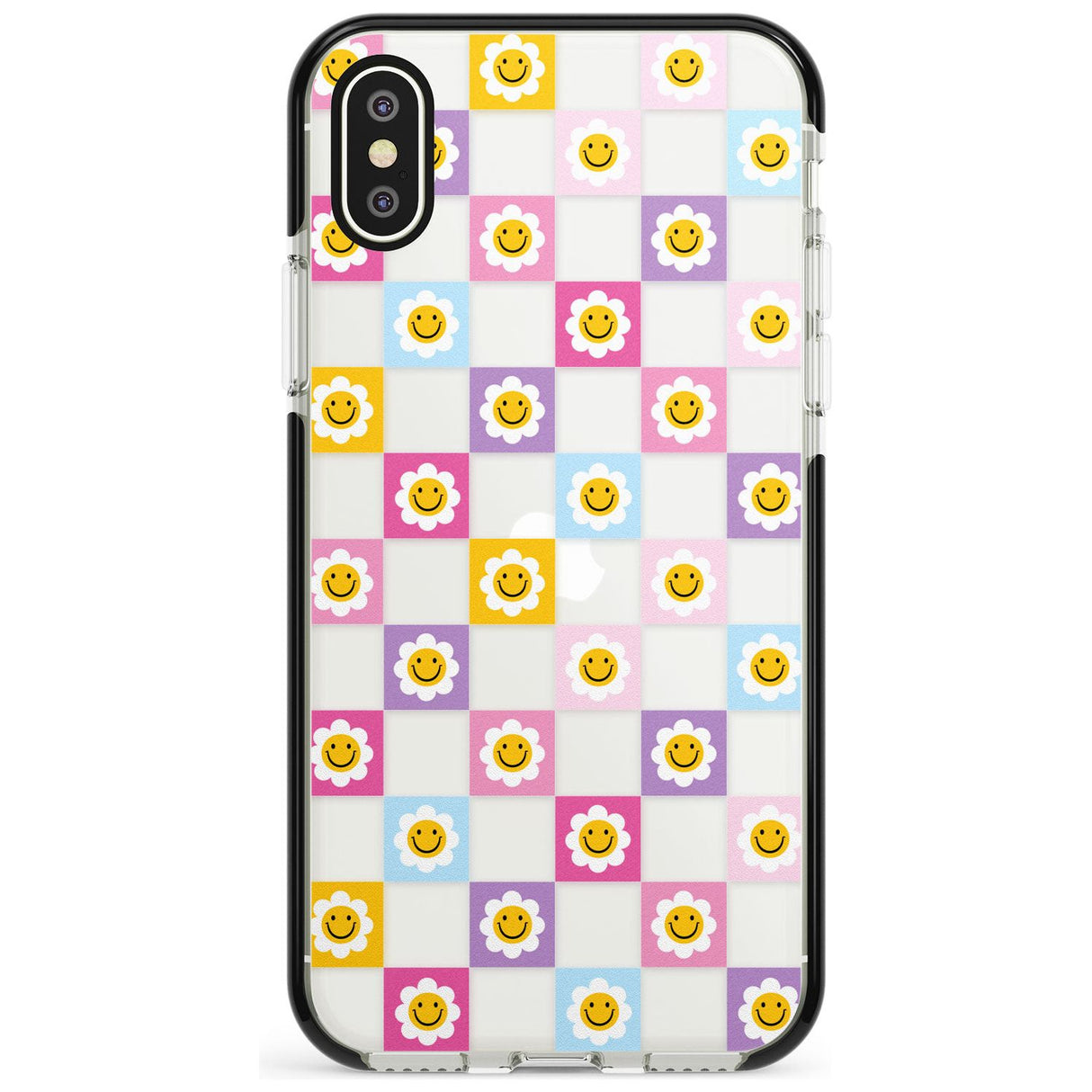 Daisy Squares Pattern Black Impact Phone Case for iPhone X XS Max XR