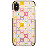 Daisy Squares Pattern Black Impact Phone Case for iPhone X XS Max XR