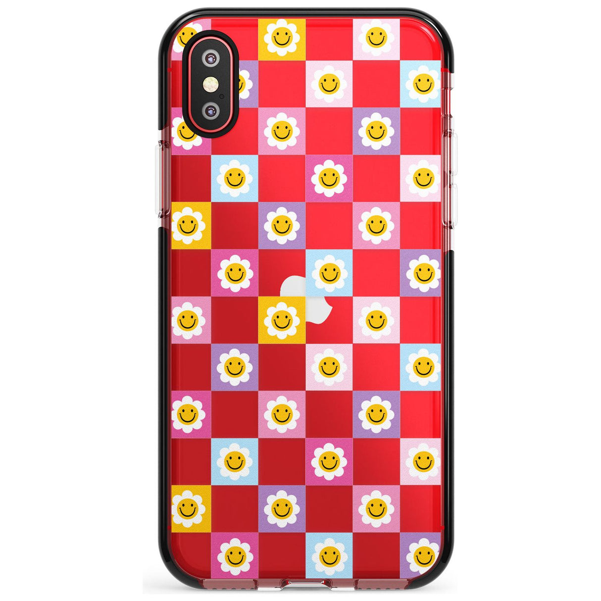 Daisy Squares Pattern Black Impact Phone Case for iPhone X XS Max XR