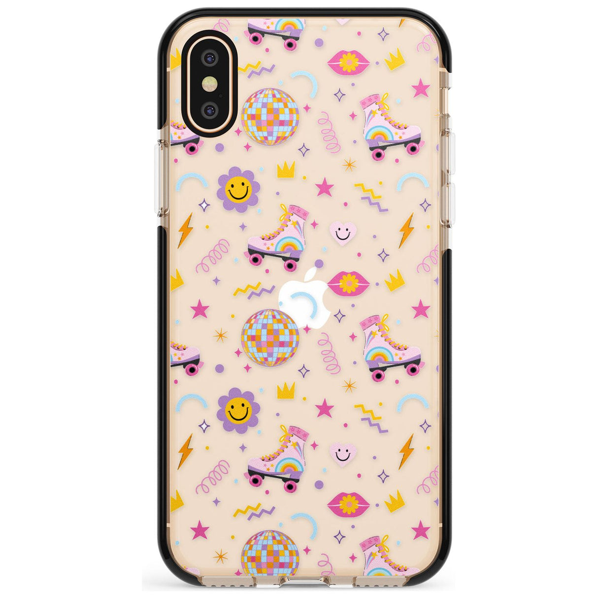 Roller Disco Pattern Black Impact Phone Case for iPhone X XS Max XR