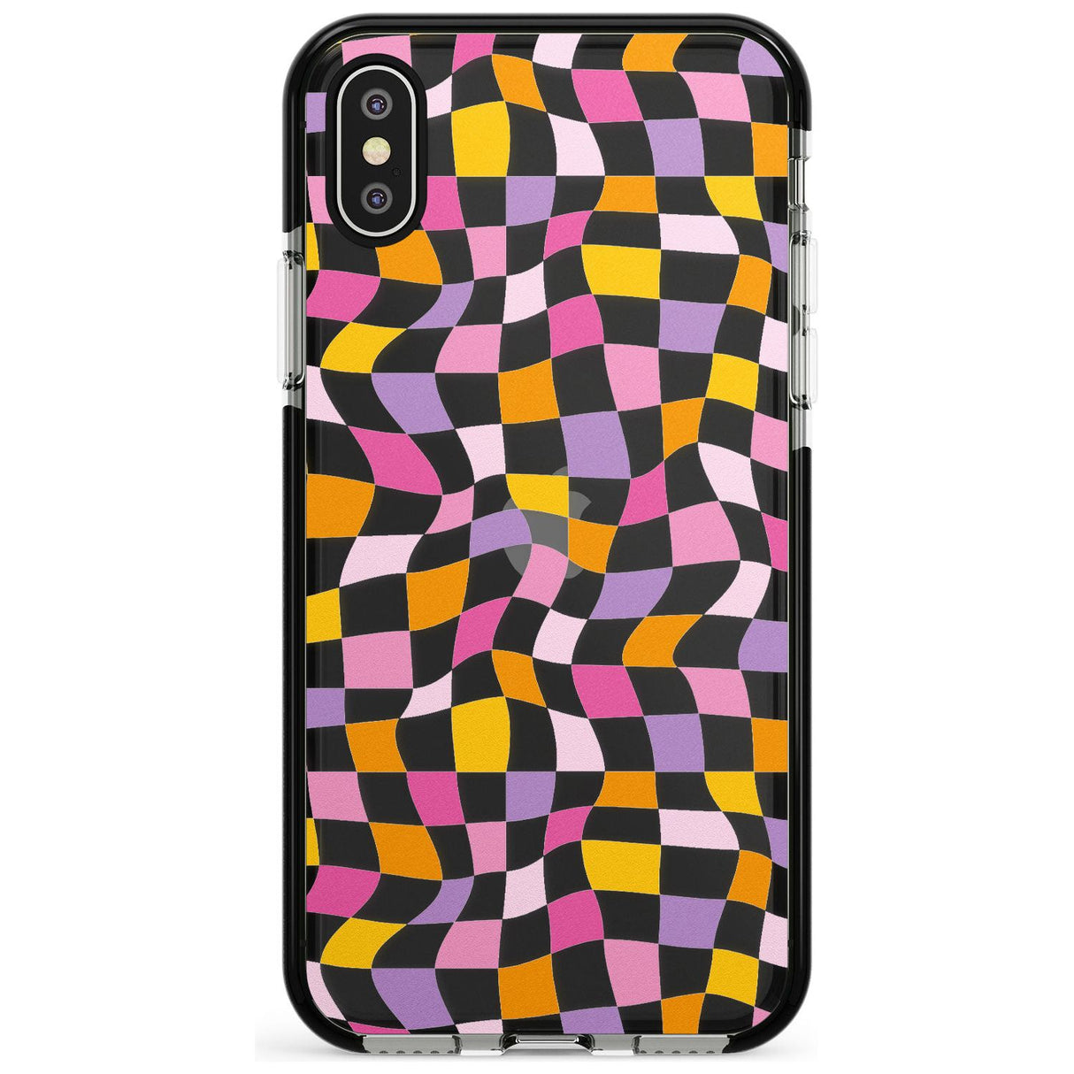 Wonky Squares Pattern Black Impact Phone Case for iPhone X XS Max XR