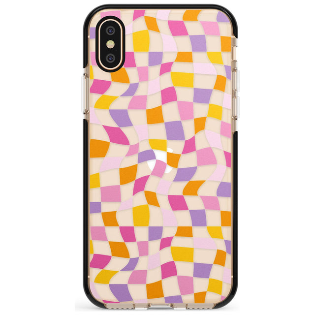 Wonky Squares Pattern Black Impact Phone Case for iPhone X XS Max XR