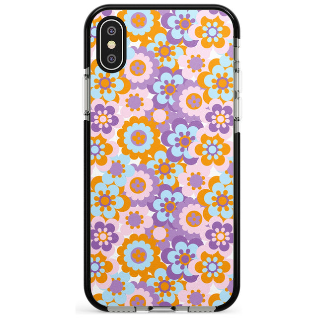 Flower Power Pattern Black Impact Phone Case for iPhone X XS Max XR