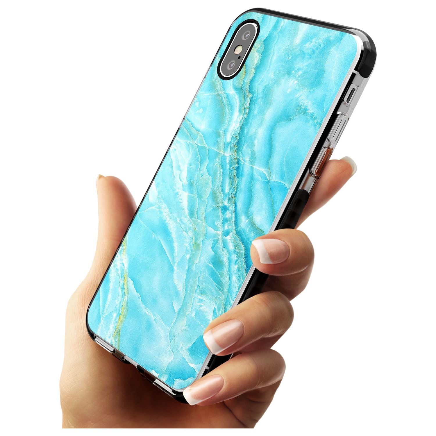 Bright Blue Onyx Marble Texture Pink Fade Impact Phone Case for iPhone X XS Max XR